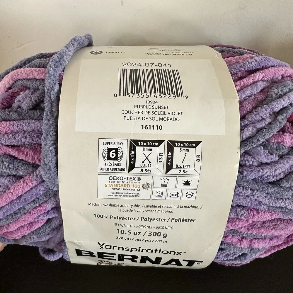 Bernat® Blanket™ #6 Super Bulky Polyester Yarn, Purple Sunset 10.5oz/300g